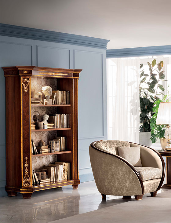 Tủ trưng bày trong bộ sưu tập nội thất phòng khách tân cổ điển Modigliani nhập khẩu Ý