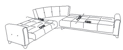 Kích thước bộ Sofa TINA V KOSE TAKIMI XANH