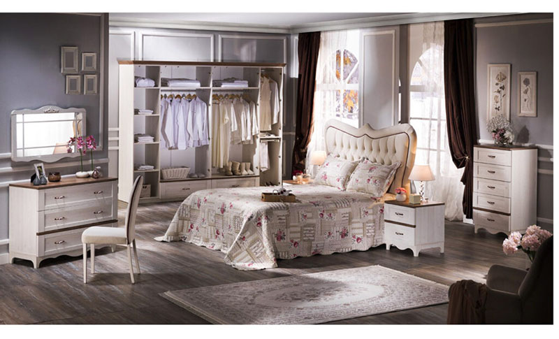 Giường ngủ gỗ đẹp có ngăn kéo lai giữa hai phong cách hiện đại và tân cổ điển