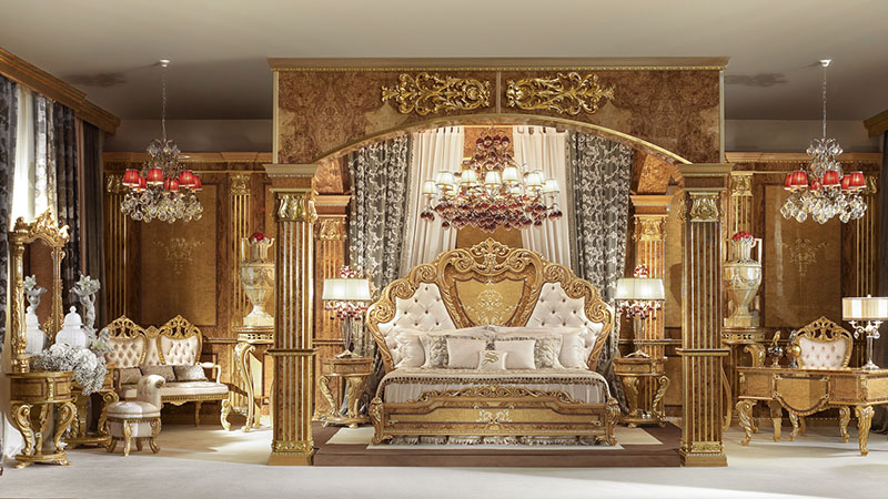 Mẫu 2: Mẫu giường Grand Palace – bộ giường ngủ cổ điển phong cách cung điện Hoàng gia