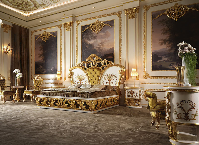 Mẫu 1: Giường ngủ cổ điển cao cấp theo kiểu cách Cung điện Versailles