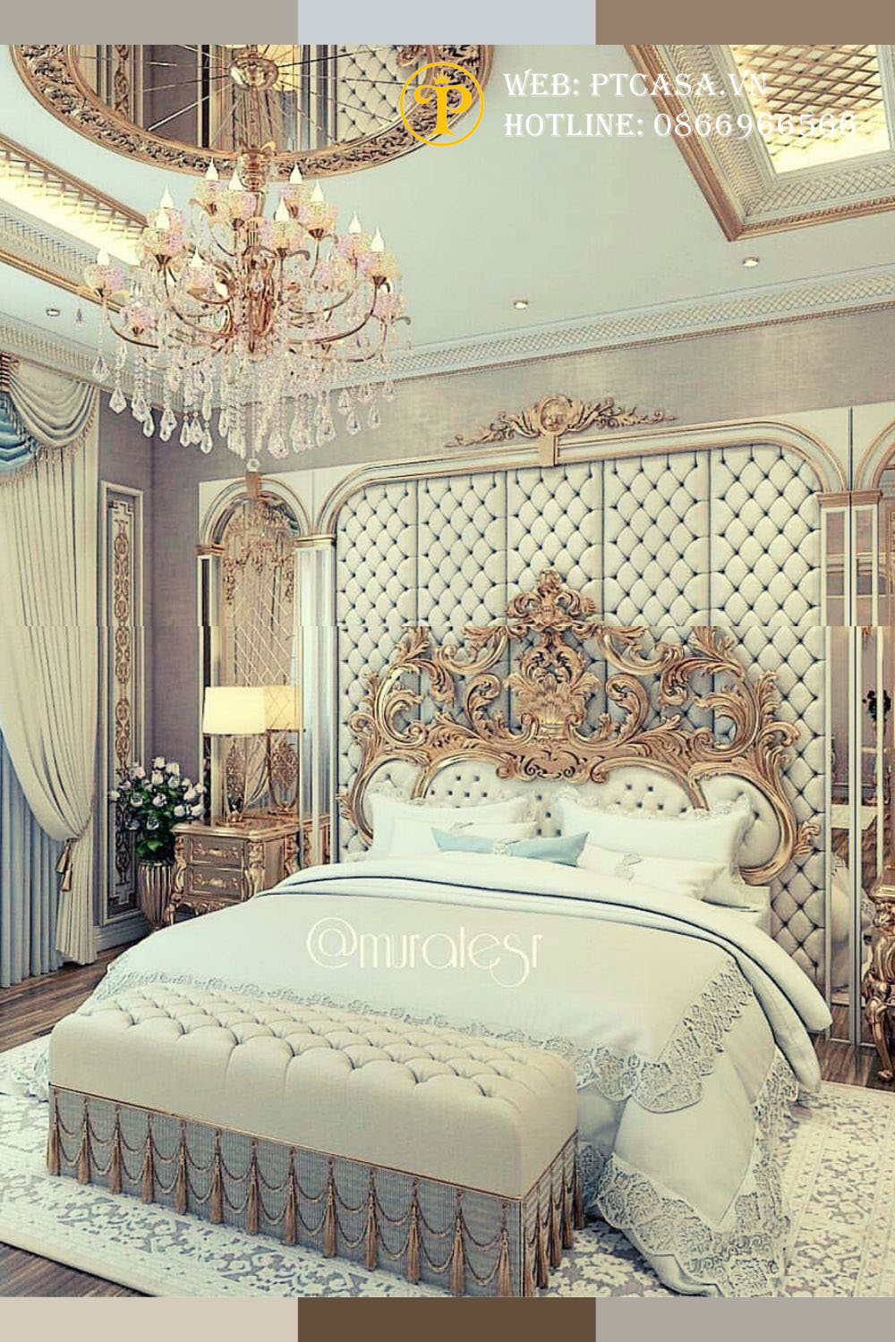 Thiết kế nội thất phòng ngủ hoàng gia
