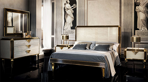 Bộ phòng ngủ Diamante nhập khẩu Ý được thiết kế với các đường nét hiện đại.