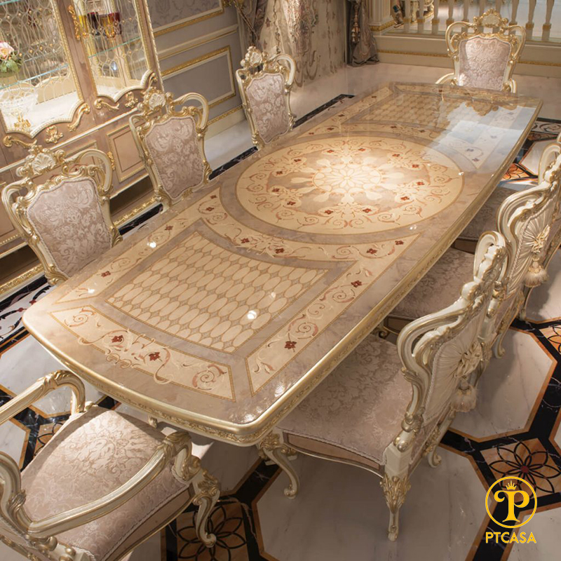 Không gian sống Hoàng gia với các mẫu nội thất phòng ăn cổ điển Châu Âu cao cấp