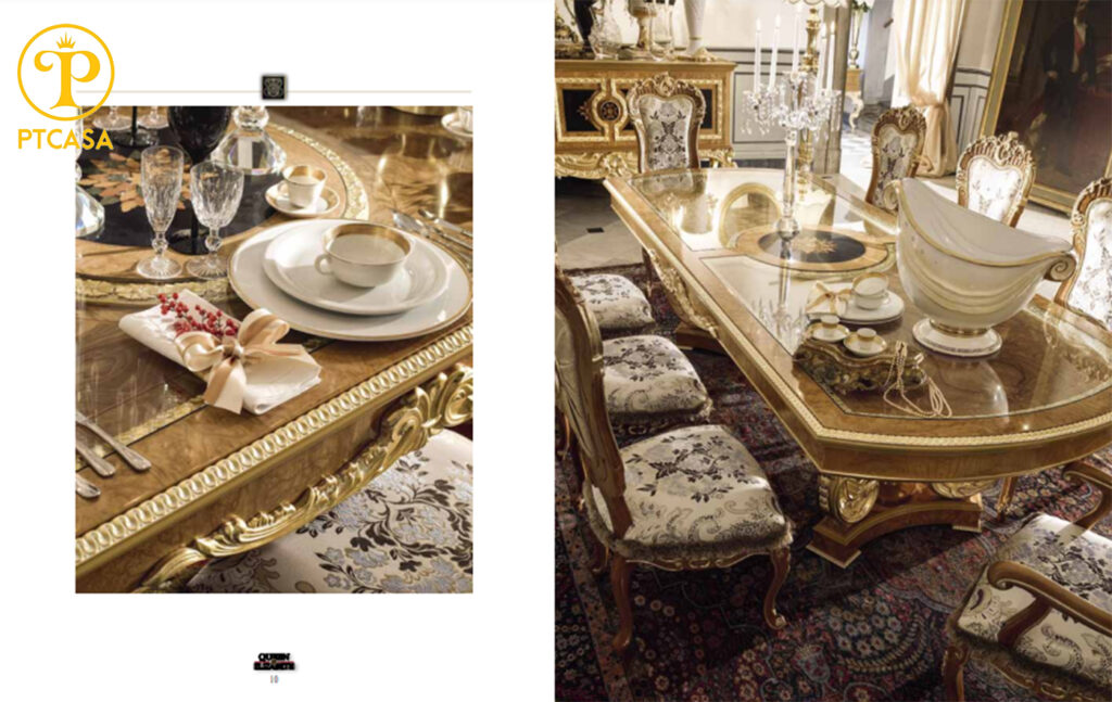 Bộ bàn ăn cổ điển Queen Elizabeth Bacci Stile Italia thời thượng